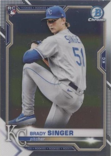 2021 Bowman Neon Green Border /399 Brady Singer #29 Rookie
