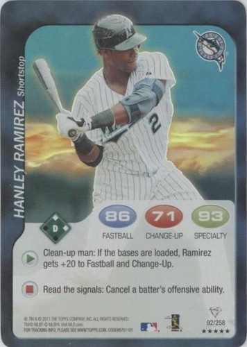 2011 Topps Attax - Hanley Ramirez #92