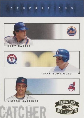 2005 Donruss Throwback Threads - Gary Carter Ivan Rodriguez Victor Martinez #G-9