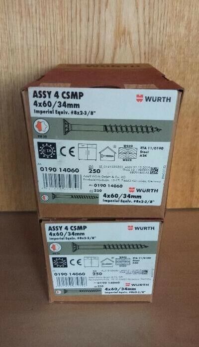 Würth Assy 4 Schrauben 2 Pack 4x60 NEU