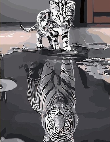 Malen nach Zahlen für Erwachsene Believe 40 x 50 cm DIY Zeichnen Katze Tiger