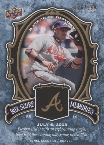2009 Upper Deck A Piece of History - Yunel Escobar #BSM-YE