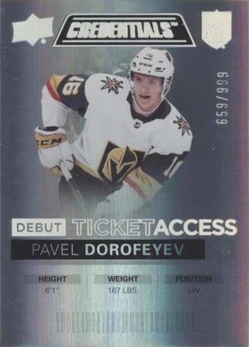 2021-22 Upper Deck Credentials - Pavel Dorofeyev #91