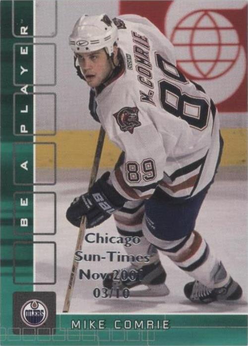 2001-02 In the Game Be A Player Memorabilia - Emerald Chicago Sun-Times Nov 2001 #38 Mike Comrie /10