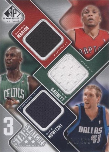 2009-10 SP Game Used - Dirk Nowitzki/Shawn Marion/Kevin Garnett #3S-GMN