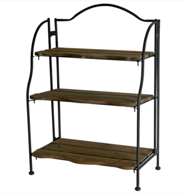 Vintage Style Black 3 Tier Brown Shelves Storage Display Bakers Rack Shelf Unit