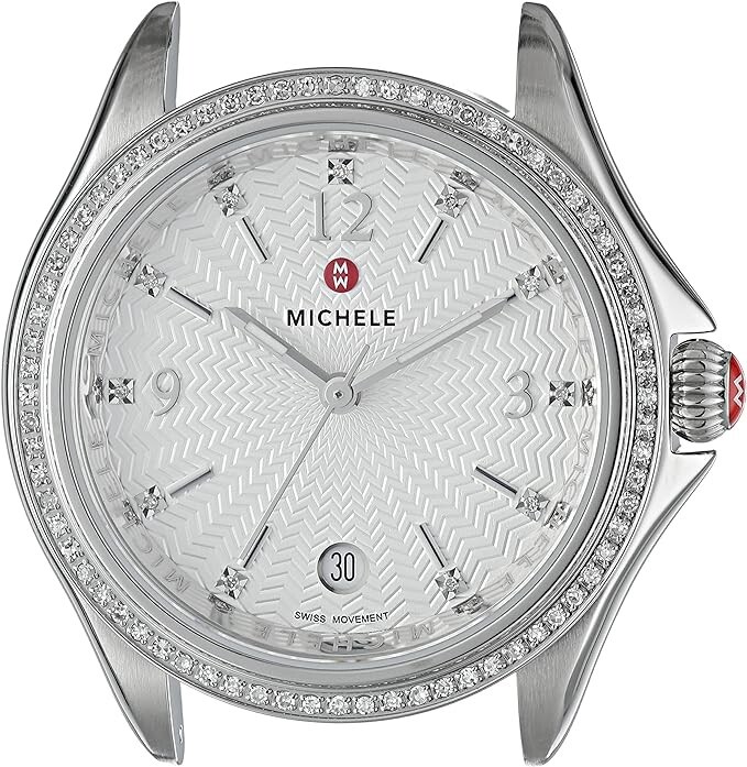 Pre-owned Michele Belmore Diamond Head Mw29b01a1942 Swiss Quartz Silver Watch $1595