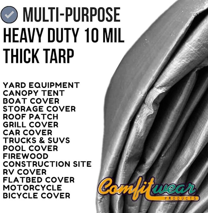 COMFITWEAR Super Heavy Duty Tarp Cover Reinforce Multi-Purpose Tarp Cover
