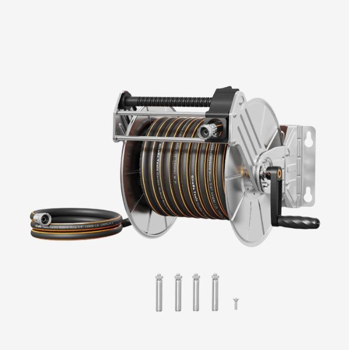 Giraffe Tools Heavy Duty Garden Hose Reel Wall Mount Water Hose Reel with Crank
