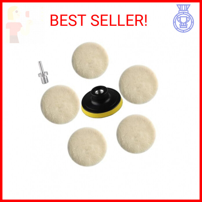 IPELY 7 Pcs 3 Inch Wool Polisher Buffing Wheel Small Buffing Pads for Drill Buff