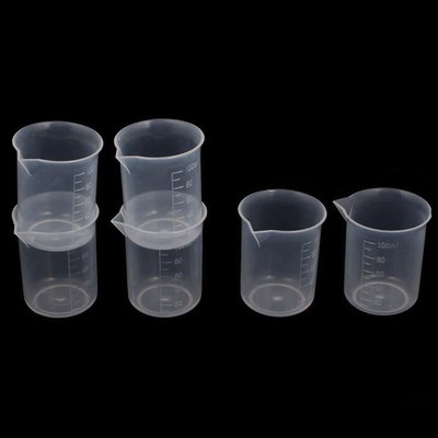 6x100mL Graduated Beaker Clear Plastic Measuring Cup 