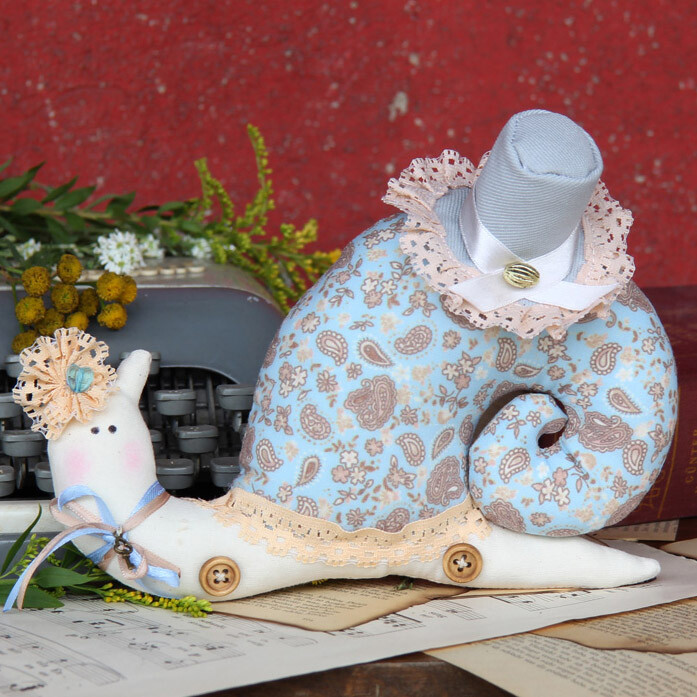 Design Stoff-Schnecke Tilda-Stil 20 cm Dekoschnecke Shabby Schnecke Handarbeit