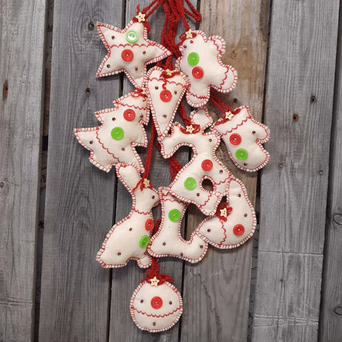 Design Stoff-Baumschmuck 10 tlg Weihnachten Baumschmuck Dekoration Handarbeit