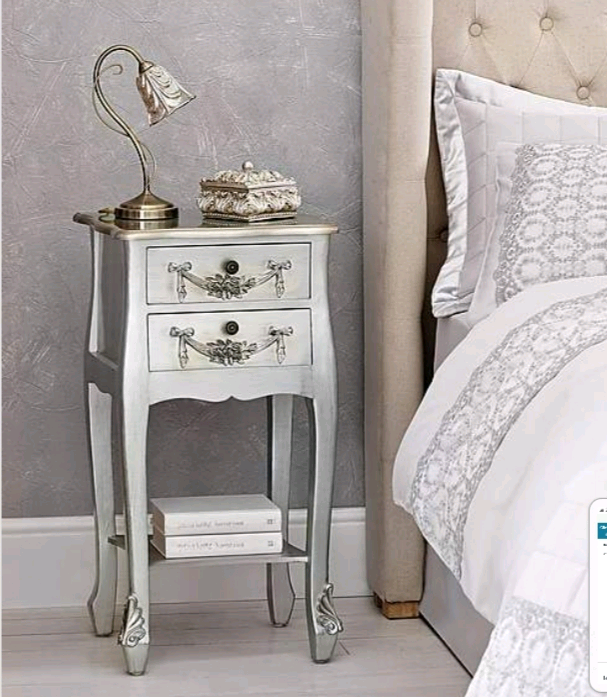 New Dunelm Toulouse Silver Shabby Chic Side Table in Huyton