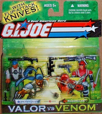 GI Joe Heavy Duty vs. Razor Claw Valor vs. Venom MIB HASBRO 2003