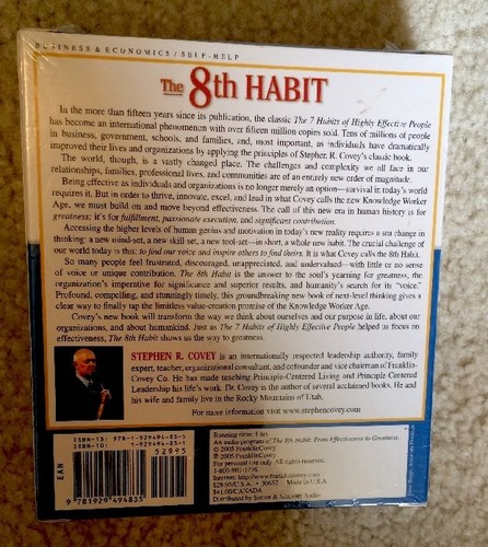 The 8th Habit From Effectiveness to Greatness Stephen R Covey 3 CDs