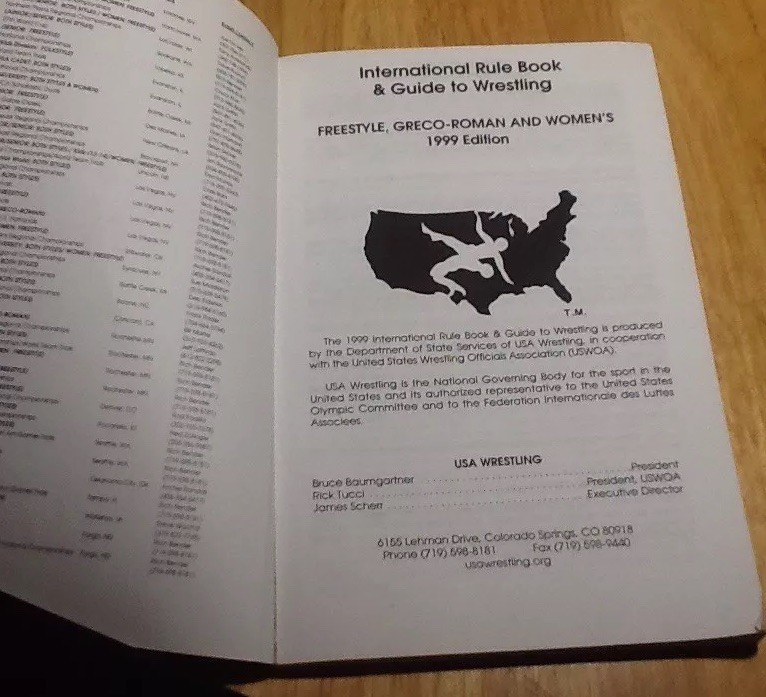 International Rule Book & Guide To Wrestling Freestyle Greco-Roman Women's 1999