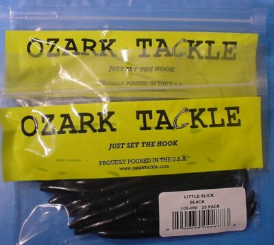 2 PACKS OZARK TACKLE LITTLE SLICKS FINESSE BAITS 105-060 BLACK
