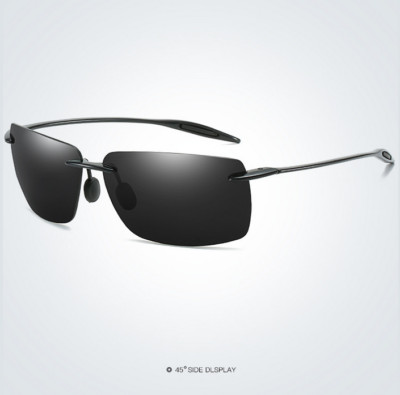 Ultra Light Men TR90 Rimless Polarized Square Sunglasses UV400 Driving Glasses