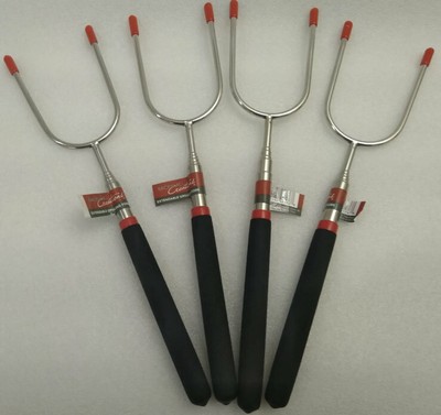4 Camping Skewer Forks Telescopic Stainless Steel Extendable NEW Backyard Create