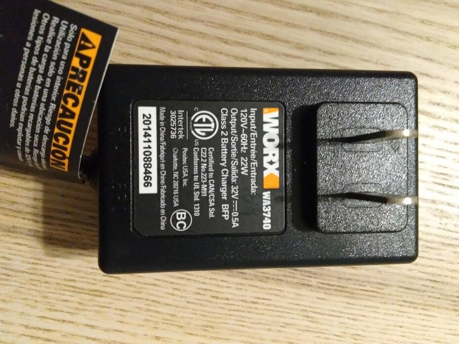 Worx Model WA3740 32 Volt Battery Charger