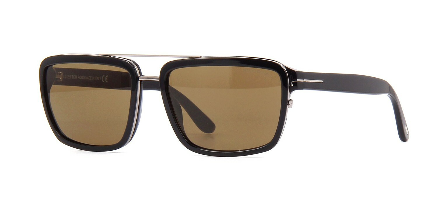 Pre-owned Tom Ford Anders Ft 0780 Shiny Black Silver/brown (01j) Sunglasses