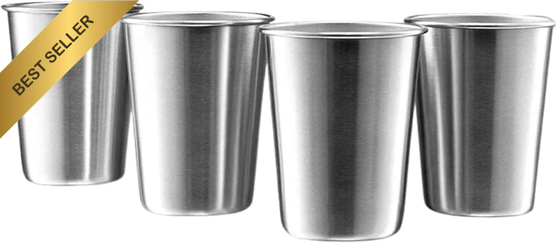 Stainless Steel Travel Cups, 9Oz Pint Glasses, Stackable Durable Metal Tumblers