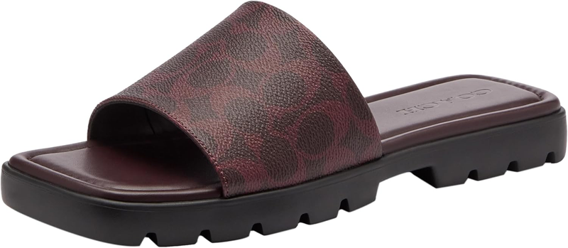 COACH womens Florence Sandal in Signature Coated Canvas