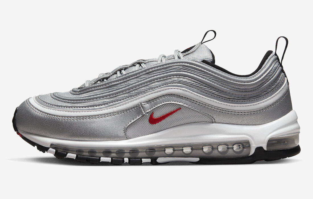 

Мужские размеры Nike Air Max 97 OG Silver Bullet White Black Retro 2022 DM0028-002, Серебряный, Nike Air Max 97