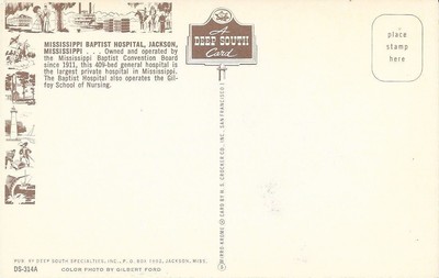 Jackson MS Baptist Hospital Postcard,#ds125