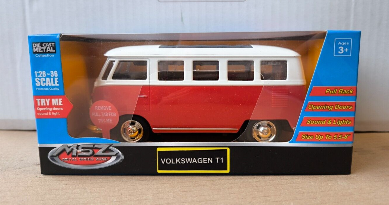 MSZ Metal Speed Zone 1:26-36 VOLKSWAGEN T1 RED Pull Back