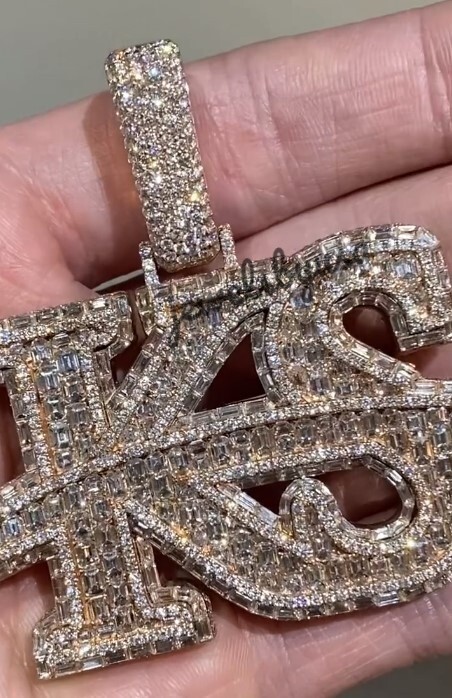 Pre-owned Nsg Buss Down 3.11ct Vvs Baguette Moissanite Men's Custom Big Size Ks Letter Pendant In White