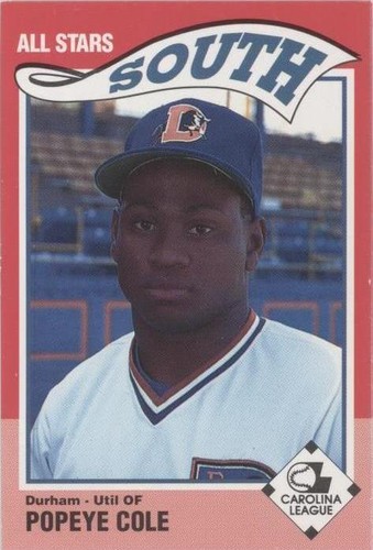 1990 Sportsprint Carolina League All Stars - Popeye Cole #30