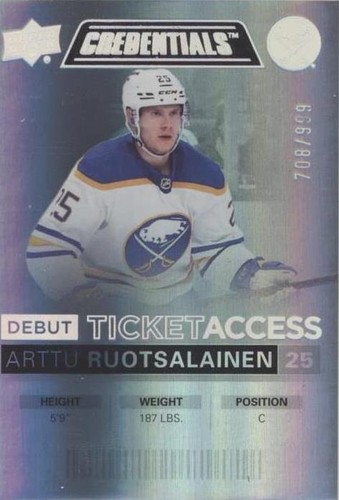2021-22 Upper Deck Credentials - Arttu Ruotsalainen #92