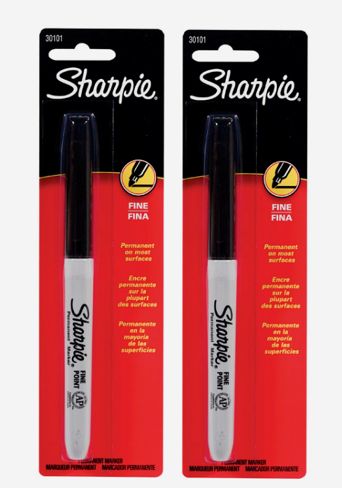 2 ~ Sharpie FINE TIP Black PERMANENT MARKER 1pk Thin Line Wate...