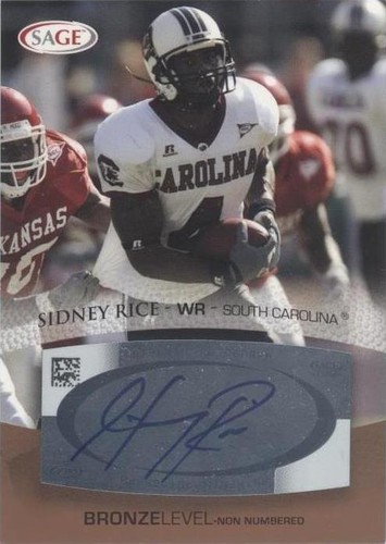 2007 SAGE Autographed Football Sidney Rice #A44