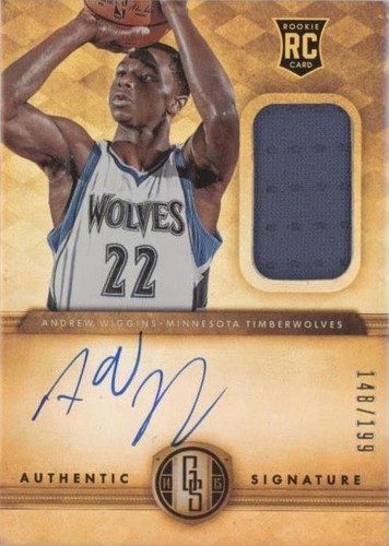 スポーツ選手 Panini Noir Andrew Wiggins RC patch auto 2014 Panini Noir Andrew Wiggins Rookie Patch Auto /99 4 clr