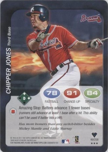 2011 Topps Attax - Chipper Jones #49