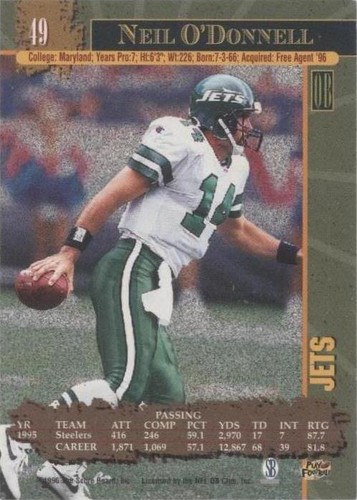 1996 Score Board NFL Lasers Neil O'Donnell #49