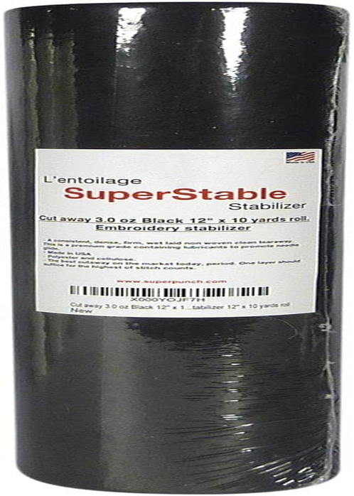 Cutaway 3.0 oz Stabilizer for Embroidery Machines SuperStable Bla