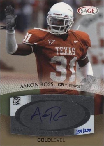 2007 SAGE Autographed Football Aaron Ross #A45