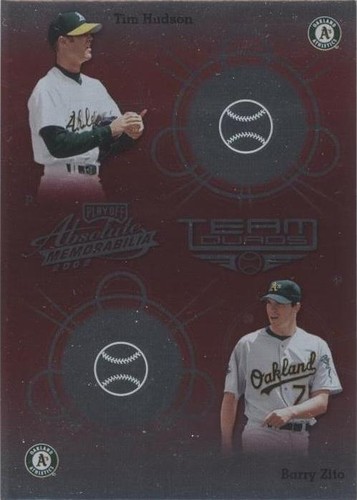 2002 Playoff Absolute Memorabilia - Barry Zito Eric Chavez Miguel Tejada #TQ-14