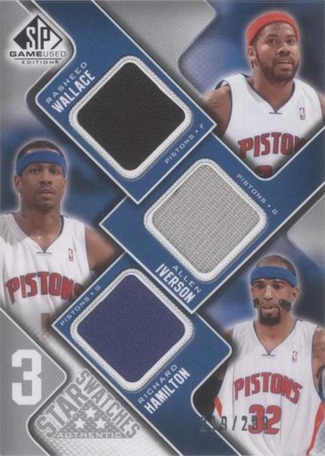 2009-10 SP Game Used - Allen Iverson/Richard Hamilton/Rasheed Wallace #3S-HIW