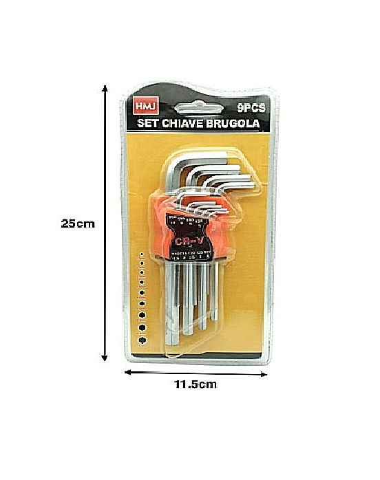 Set 9 Chiavi a Brugola Esagonali Alte T10 T15 T20 T25 T27 T30 T40 T45 T50 Hmj