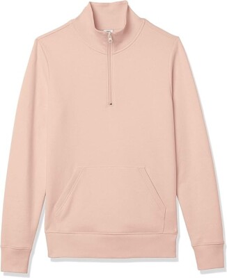 NWT Amazon Essentials Women's Quarter Zip Lightweight French Terry Fleece Top XS