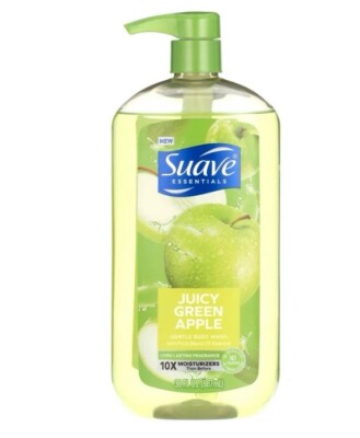 Suave Essentials Gentle Body Wash, Juicy Green Apple, 30 oz