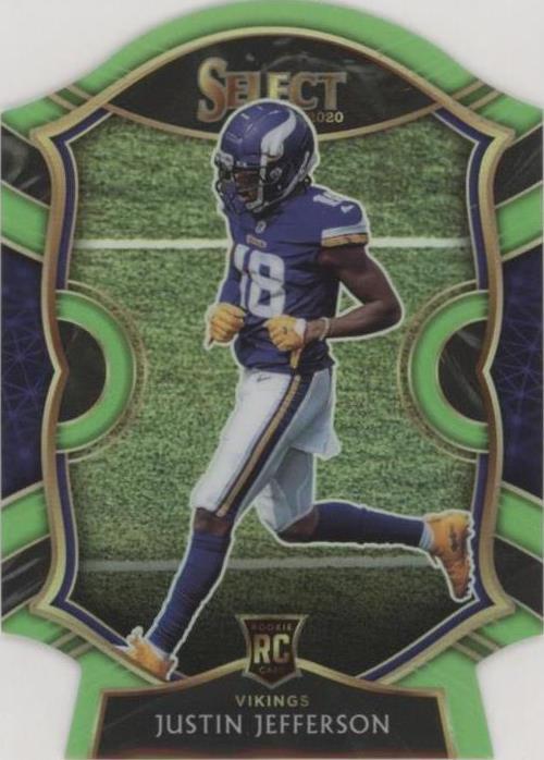 2020 Panini Select - Concourse Neon Green Prizm Die-Cut #61 Justin Jefferson (RC)