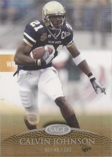 2007 SAGE Autographed Football Calvin Johnson #28