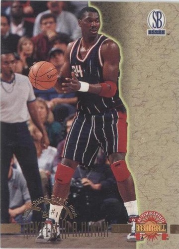 1996-97 Score Board Autographed Basketball - Hakeem Olajuwon #48