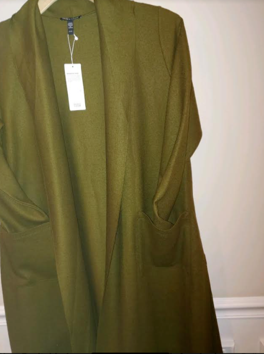 Pre-owned Eileen Fisher High Collar Litewigt Boiled Wool Jersey Jacket Serpentine Green S In Serpenine Green